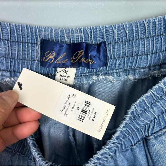 NWT Francesca’s blue rain wide leg elastic waist pull on pants sz M lyocell blue - Picture 8 of 11